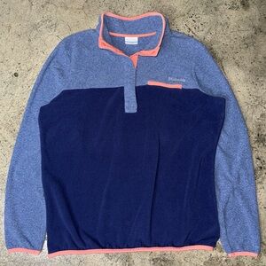 Women’s Columbia blue navy and salmon pullover sweater size xl gorpcore outdoors